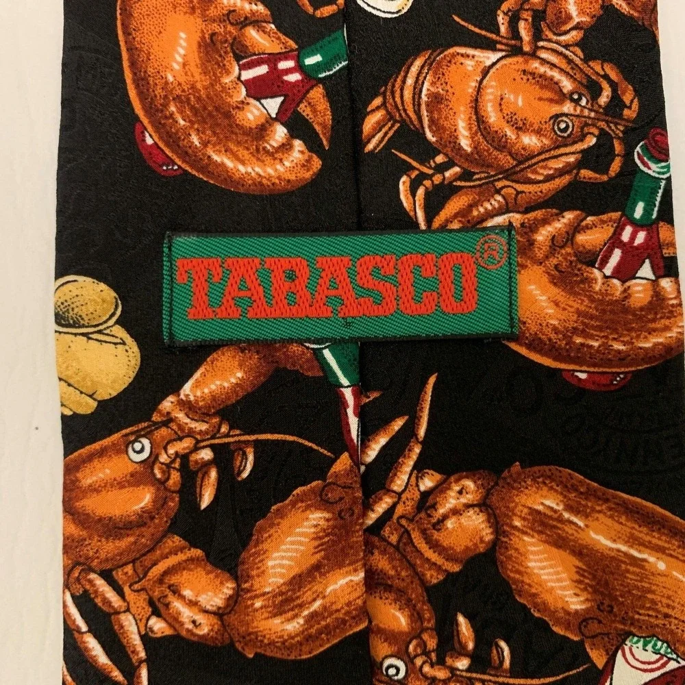 Tabasco The Tie Guys Mens Tie Necktie Lobsters Black Brown Multi-color 100% Silk
